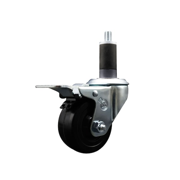 3'' Hard Rubber Swivel 1-1/4'' Expanding Stem Caster Total Lock Brake